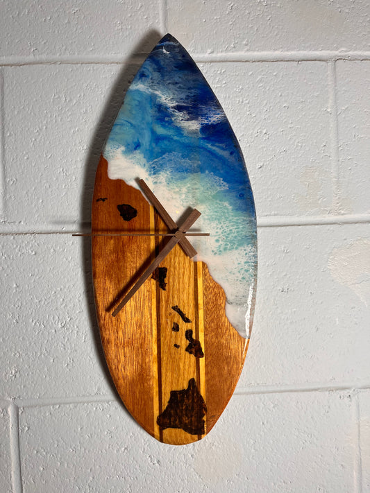 Surfboard Islands Resin Clock
