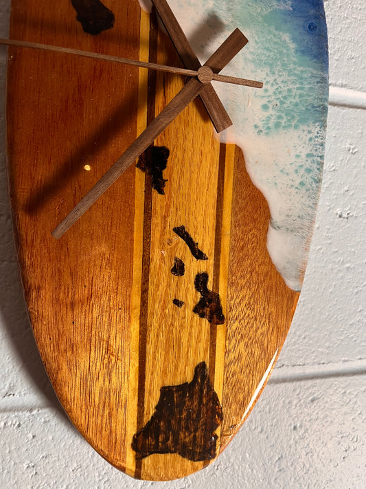 Surfboard Islands Resin Clock