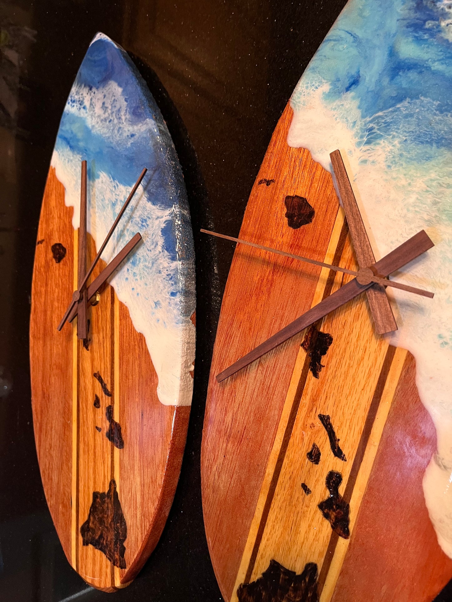 Surfboard Islands Resin Clock