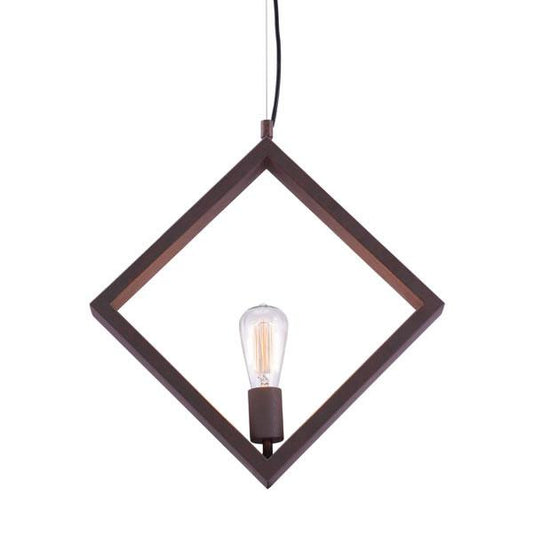 17.7" X 2" X 17.7" Rust Metal Ceiling Lamp