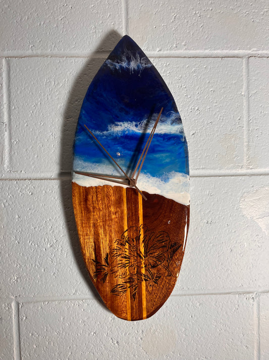 Hibiscus Resin surfboard Clock