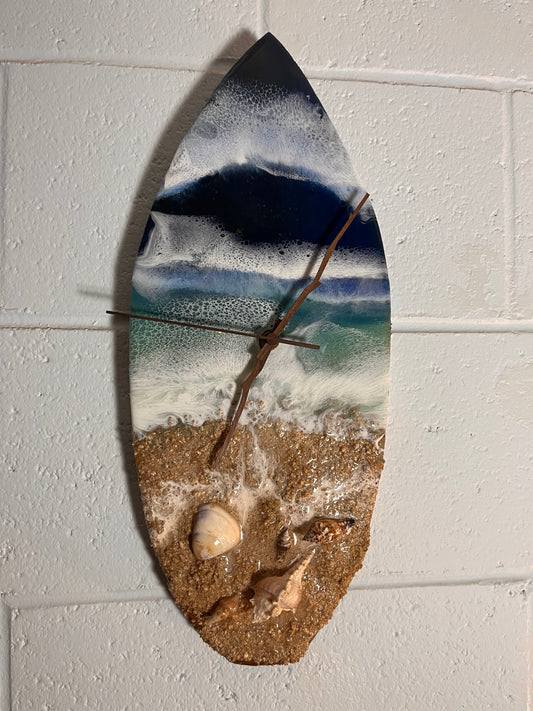 Sandy Beach "The Waimanalo" Resin surfboard Clock