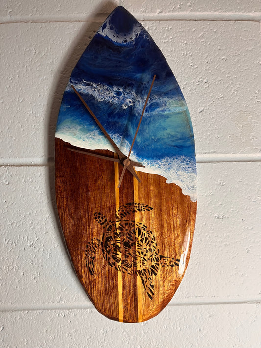 Resin Surfboard Turtle Clock